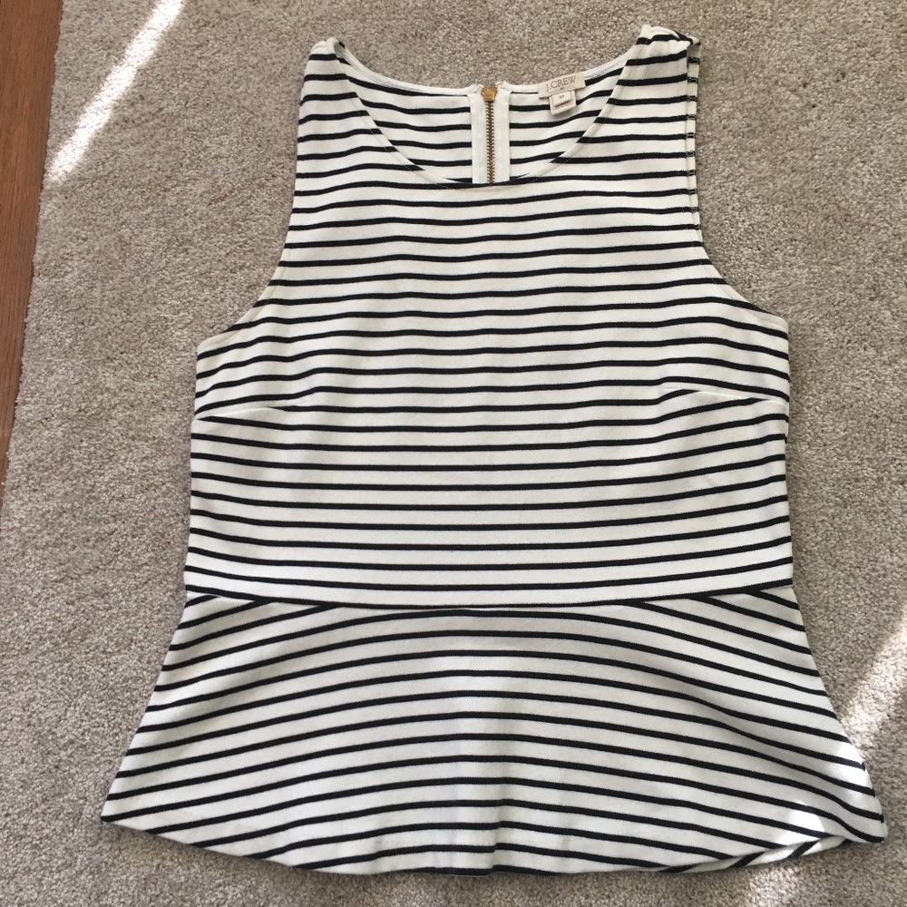 J Crew Striped Peplum with Zipper Detail